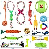 Amzeeniu Hundespielzeug,16 Pcs Seil Ball Hunde robuste Zähne Kauen langlebig Spielzeug Zahntraining Set Für Kleine mittelgroßen Hund Interaktives Spielset Unzerstoerbar BaumwollknotenTau Tier - 2