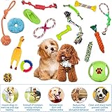 Amzeeniu Hundespielzeug,16 Pcs Seil Ball Hunde robuste Zähne Kauen langlebig Spielzeug Zahntraining Set Für Kleine mittelgroßen Hund Interaktives Spielset Unzerstoerbar BaumwollknotenTau Tier - 4