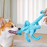 Pubialo Hundespielzeug für große Hunde, süßes quietschendes Hundespielzeug mit knisterndem, mit Papier gefülltem Plüsch-Hundespielzeug für Welpen, kleine und große Hunde (Blau, Oktopus) - 6