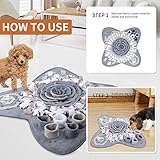 IEUUMLER Schnüffelteppich für Hunde Riechen Trainieren Intelligenzspielzeug Futtermatte Trainingsmatte für Haustier Hunde Katzen IE081 (71x71cm, Grey & White) - 6