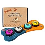 Dog Talk Aufnehmbare Trainingssummer, Knöpfe für das Sprachtraining von Hunden und Welpen Trainieren Sie Ihren Hund, Knöpfe zu drücken und zu Sagen, was er Will (4er Pack mit Matte) - 2