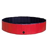 lionto Faltbarer Hundepool Schwimmbecken für Hunde Hundebad Kinderpool, (L) 160 cm Ø Höhe 30 cm blau/rot - 2