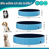 TOSANEO Hundepool Swimmingpool Pool Plantschbecken Badewanne Hundebadewanne Schwimmbecken für Hunde und Katzen platzsparend faltbar Blau Ø 160cm x H 30cm - 2