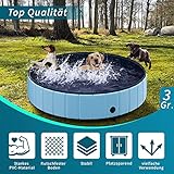 TOSANEO Hundepool Swimmingpool Pool Plantschbecken Badewanne Hundebadewanne Schwimmbecken für Hunde und Katzen platzsparend faltbar Blau Ø 160cm x H 30cm - 3