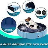 TOSANEO Hundepool Swimmingpool Pool Plantschbecken Badewanne Hundebadewanne Schwimmbecken für Hunde und Katzen platzsparend faltbar Blau Ø 160cm x H 30cm - 7