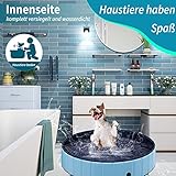 TOSANEO Hundepool Swimmingpool Pool Plantschbecken Badewanne Hundebadewanne Schwimmbecken für Hunde und Katzen platzsparend faltbar Blau Ø 160cm x H 30cm - 8