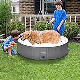 Vamcheer Hundepool Faltbarer Schwimmbecken Hund -Planschbecken für Katze, Großes Haustier, Swimmingpool Kinderpool Hundebadewanne Doggy Pool Hund Katze Kinder rutschfest,L 120×30 - 6