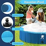 Fwiull Hundepool für Große & Kleine Hunde, Faltbarer Hunde Planschbecken 120 * 30CM Hundebadewanne Stabiler Swimmingpool Haustier Kind Schwimmbecken rutschfest Tragbar Blau - 4