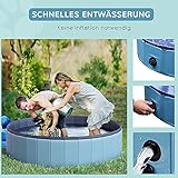 PawHut Hundepool Planschbecken Schwimmbecken Schwimmbad Hundebad, PVC+Holz Blau Φ140x30cm - 5