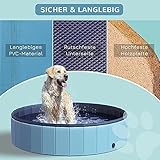 PawHut Hundepool Planschbecken Schwimmbecken Schwimmbad Hundebad, PVC+Holz Blau Φ140x30cm - 6