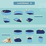 PawHut Hundepool Planschbecken Schwimmbecken Schwimmbad Hundebad, PVC+Holz Blau Φ140x30cm - 8