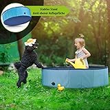 Stabiler Hundepool | Planschbecken für Hunde | Faltbarer Pool mit Ablassventil | rutschfeste Badewanne | Bällebad Kinder | Bälle Bad inkl. Badebürste & Reparaturset – Dog Pool 120×30 (Blue) - 5