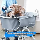 Hengriacly Hundebadewanne, Erhöhtes Haustierbadewanne, Höhenverstellbarer Haustierpflegewanne max. bis 65kg, Collapsible und Tragbare, badewanne für kleine bis mittelgroße Hunde und Katzen (Grau) - 2