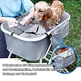 Hengriacly Hundebadewanne, Erhöhtes Haustierbadewanne, Höhenverstellbarer Haustierpflegewanne max. bis 65kg, Collapsible und Tragbare, badewanne für kleine bis mittelgroße Hunde und Katzen (Grau) - 3