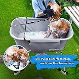 Hengriacly Hundebadewanne, Erhöhtes Haustierbadewanne, Höhenverstellbarer Haustierpflegewanne max. bis 65kg, Collapsible und Tragbare, badewanne für kleine bis mittelgroße Hunde und Katzen (Grau) - 4