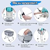 Hengriacly Hundebadewanne, Erhöhtes Haustierbadewanne, Höhenverstellbarer Haustierpflegewanne max. bis 65kg, Collapsible und Tragbare, badewanne für kleine bis mittelgroße Hunde und Katzen (Grau) - 6