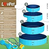 Lovpet® Faltbarer Hundepool Schwimmbecken für Große & Kleine Hunde, inkl. Hundespielzeug (XL) 160cm Ø Höhe 30 cm Faltbare Hunde Pools Planschbecken für Kinder und Hunde, Hundebadewanne Hundebad - 2