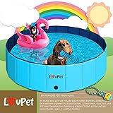 Lovpet® Faltbarer Hundepool Schwimmbecken für Große & Kleine Hunde, inkl. Hundespielzeug (XL) 160cm Ø Höhe 30 cm Faltbare Hunde Pools Planschbecken für Kinder und Hunde, Hundebadewanne Hundebad - 3