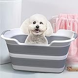 Multifunktionale zusammenklappbare Haustier Badewanne mit Abflussloch, Tragbare Indoor Outdoor Faltbare Wäschewanne Badewanne Kleine Haustiere Badewanne für Welpen Kleine Hunde Katzen und Kinder - 2