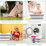 Multifunktionale zusammenklappbare Haustier Badewanne mit Abflussloch, Tragbare Indoor Outdoor Faltbare Wäschewanne Badewanne Kleine Haustiere Badewanne für Welpen Kleine Hunde Katzen und Kinder - 5