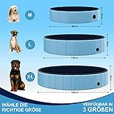 Hundepool für Hunde und Katzen Schwimmbad, Swimmingpool Hund Planschbecken Hundebadewanne, Faltbarer Pool für Hund Katze 80cm/120cm/160cm rutschfest Tragbar Hunde Pool XL 160x30cm - 2