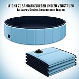 Hundepool für Hunde und Katzen Schwimmbad, Swimmingpool Hund Planschbecken Hundebadewanne, Faltbarer Pool für Hund Katze 80cm/120cm/160cm rutschfest Tragbar Hunde Pool XL 160x30cm - 4