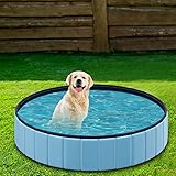 Hundepool für Hunde und Katzen Schwimmbad, Swimmingpool Hund Planschbecken Hundebadewanne, Faltbarer Pool für Hund Katze 80cm/120cm/160cm rutschfest Tragbar Hunde Pool XL 160x30cm - 6