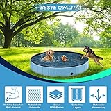 Hundepool für Hunde und Katzen Schwimmbad, Swimmingpool Hund Planschbecken Hundebadewanne, Faltbarer Pool für Hund Katze 80cm/120cm/160cm rutschfest Tragbar Hunde Pool XL 160x30cm - 7