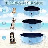 Gimisgu Hundepool für Kleine Hunde 120x30cm Hundepool fur Große Hunde Hundebadewanne Hunde Planschbecken Hundepool Faltbar Hunde Pool inkl. Badebürste & Reparaturset Dog Pool (Blue) - 7