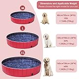 Hundepools 120 * 30cm Planschbecken für Haustier, Faltbarer Planschbecken mit Wasserablassventil für Hunde Haustiere Welpen Kinder PVC rutschfeste Badewanne, Rot - 3