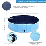 Icelus Hundepool,Faltbarer Hunde Planschbecken Swimmingpool Katzen Hundebadewanne Pool Für Kinder Hund Katze PVC Rutschfester Haustier Badewan mit Haustier-Badehandschuhen,Haustier-Nagelknipser - 2