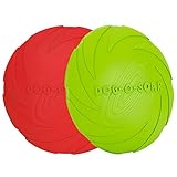 Vivifying Hundefrisbee, 2 Stück 18cm Frisbee Hund aus Natürlichem Kautschuk für Land und Wasser (Grün + Rot) - 8