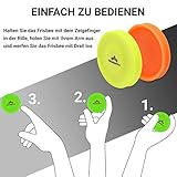 3er Set Mini Frisbee – Die kleine Frisbee fliegt über 60 Meter weit – Die Neue Trendsportart – Alternative zur gewöhnlichen Frisbeescheibe – Schwimmt im Wasser (Bunt) - 4