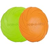 Vivifying Hundefrisbee, 2 Stück 15cm Hunde-Frisbee aus Natürlichem Kautschuk für Land und Wasser (Grün + Orange) - 9