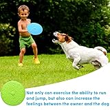 QIMMU Frisbee Hund,2 Stück 18.5cm Hundefrisbee,Hunde Scheiben,Hundespielzeug Frisbee,Dog Frisbee,Hunde Frisbee Gummi für Hundetraining,Werfen,Fangen und Spielen(Blau,Grün) - 5