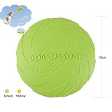 Aoligei Dog Frisbee, Frisbee Hund, Hundefrisbee, Dog Frisbee Disc aus Natürlichem Kautschuk für Land und Wasser, Frisbee Hund Klein für Hundetraining, Werfen, 2PCS Fangen & Spielen (Grün+ Gelb) (S) - 2