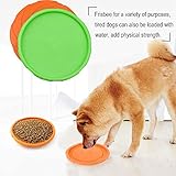 WELLXUNK Hunde Frisbees, Hund Scheibe, 2 Stück hundespielzeug Frisbee, Gummi Frisbee, für Land und Wasser, Hundetraining, Werfen, Fangen & Spielen(Grün + Orange) - 4