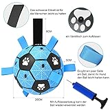 X XBEN Hundespielzeug Ball, 20cm Dauerhaft Hundespielzeug für kleine mittlere große Hunde, Interaktives Hundefußball mit Seil und Aufblasgerät, Hundeball für Outdoor,Indoor,Rasen,Schwimmen - 3