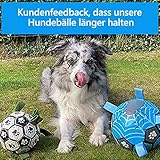 X XBEN Hundespielzeug Ball, 20cm Dauerhaft Hundespielzeug für kleine mittlere große Hunde, Interaktives Hundefußball mit Seil und Aufblasgerät, Hundeball für Outdoor,Indoor,Rasen,Schwimmen - 7